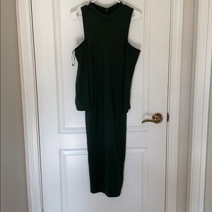 Felicity & Coco Cold Shoulder Olive Green Dress